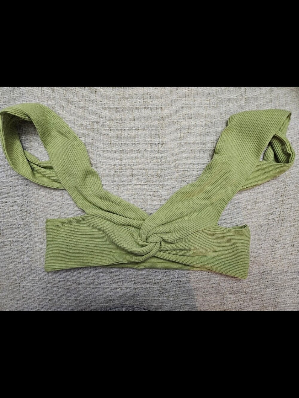 2 SHEIN Light Green And White Ribbed Twist-Front Crop Tops